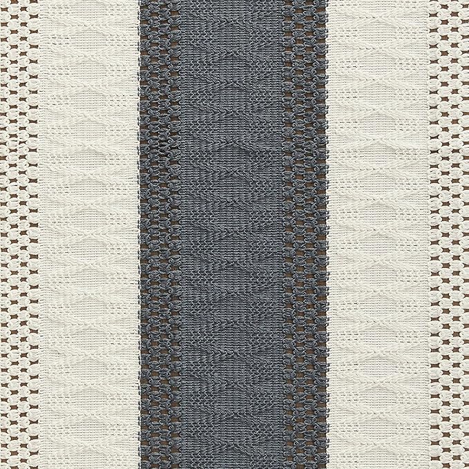 ZeeMart Macrame Style Bicolor Stitching Table Runner, 14 x 90 Inch - Image 6