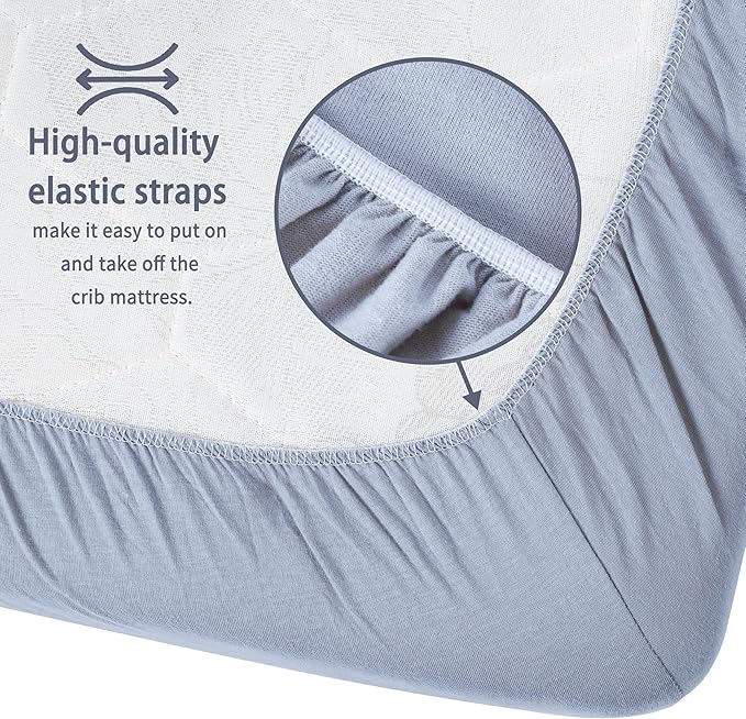 Crib Sheets for Boys Girls, 100% Cotton Fitted Crib Sheet 2 Pack for Standard - Image 5