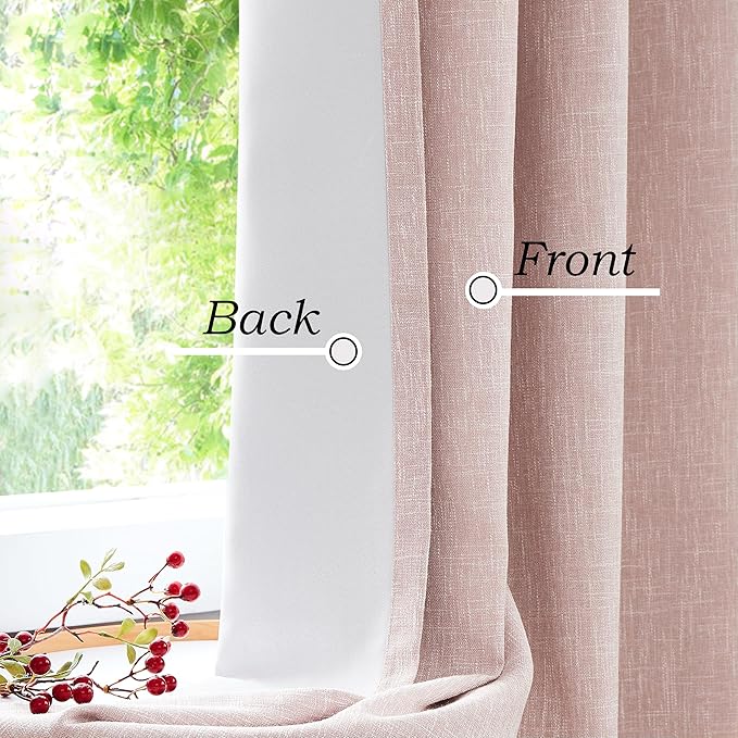 Pink Full Blackout Curtain Panel Noise Reducing Thermal Weave Window Treatment - Image 2