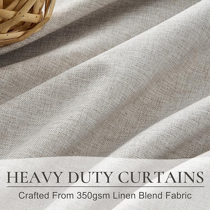 Pleat Linen Blend Room Darkening Curtains 84 Inch Length 2 Panels Set - Image 4