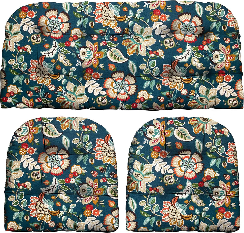 RSH DECOR 3Piece Wicker Tufted Outdoor Chair Cushions for Patio Furniture, Te...