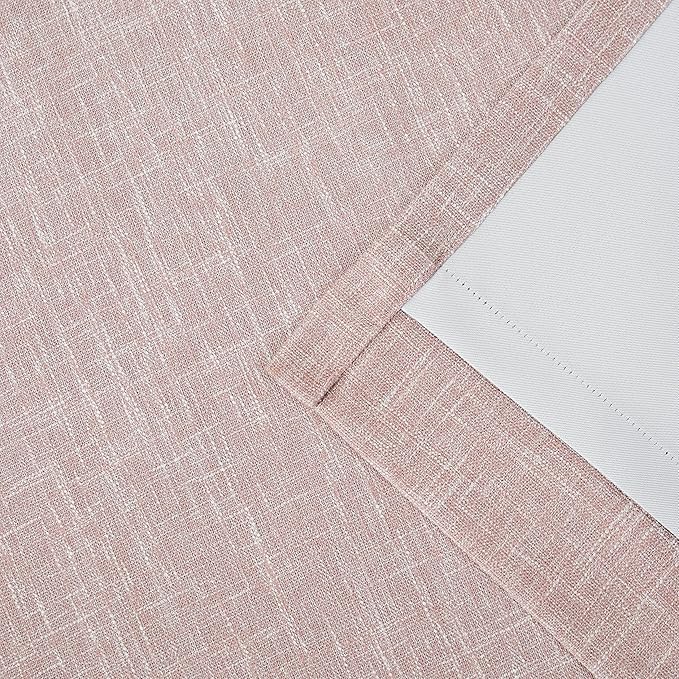 Central Park Pink Solid Blackout Curtain Heavy Linen Texture Window Treatment - Image 6