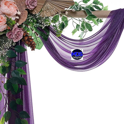 MDS Halloween Chiffon Draping Fabric - 2 Panel, 30" Wide x 30ft Long - Sheer Spooky Arbor & Canopy Drapery for Haunted House Backdrops, Party Ceilings, DIY Costumes & Themed Events - Cadbury Purple (Pack of 2)