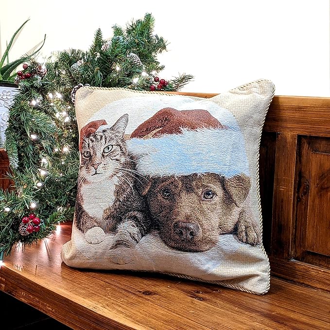 Tache 2 Piece Christmas Companions Tabby Cat Labrador Retriever Dog in Santa - Image 2