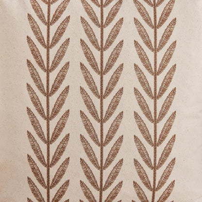 100% Cotton Farmhouse Leaves Throw Pillow Covers Set of 2, 18x18 Inch Caramel - Image 5