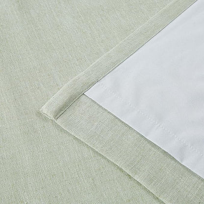 Vision Home Soft Green Pinch Pleated Full Blackout Curtains Linen Blended Room - Image 7