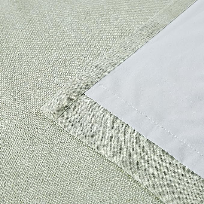 Vision Home Soft Green Pinch Pleated Full Blackout Curtains Linen Blended Room - Image 7