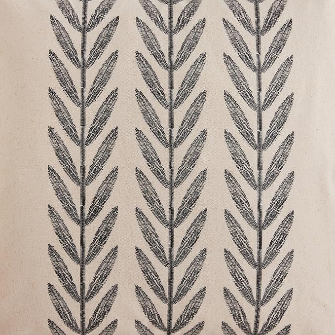 100% Cotton Farmhouse Leaves Throw Pillow Covers Set of 2, 24x24 Inch Black - Image 5