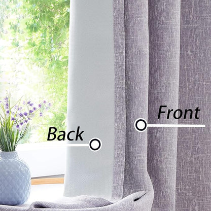 Central Park Lavender Solid Full Blackout Curtain Linen Texture Window Treatment - Image 2