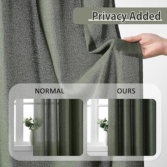 RAIN CITY Linen Drapes 105 Inch Curtains 2 Panels Set Back Tab Sheer Curtain - Image 4