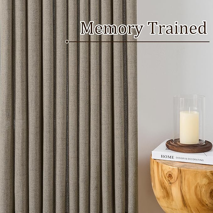 Custom Length Curtains 92 Inches Long, Pinch Pleated Linen Blend Back Tab - Image 3