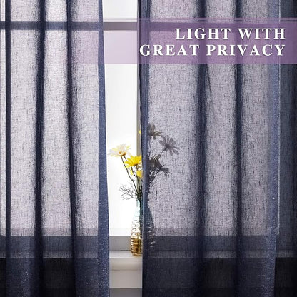 NICETOWN Linen Sheer Curtains for Bedroom Window, Grommet Semi Sheer Linen - Image 5