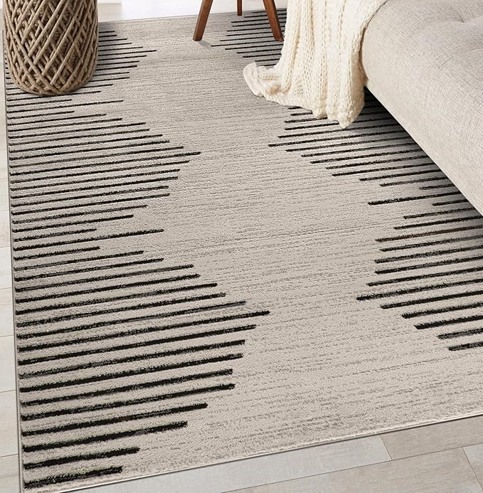 Rugshop Bohemian Stripe Stain Resistant High Traffic Living Room Kitchen by Rugshop