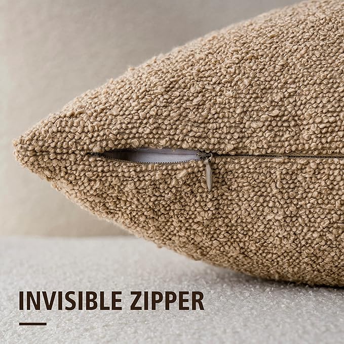 Foindtower Pack of 2 Textured Boucle Throw Pillow Covers Accent Solid Pillow - Image 2