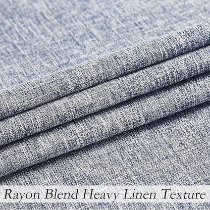 Indigo Solid Full Blackout Curtain Heavy Linen Texture Window Treatment - Image 4