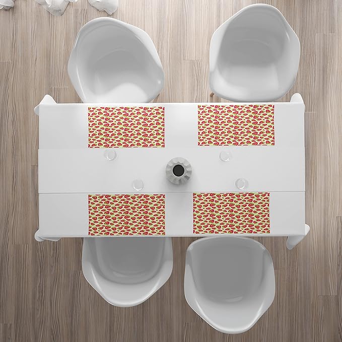 Ambesonne Strawberry Place Mats Set of 4, Tropical Summer Fruit Pattern - Image 3