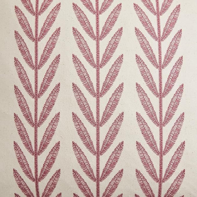 100% Cotton Farmhouse Leaves Throw Pillow Covers Set of 2, 20x20 Inch Burgundy - Image 5