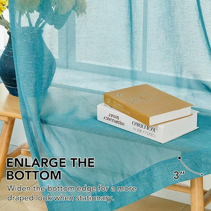 Deconovo Linen-Feel Sheer Curtains, 2 Panels, Grommet Top, Sustainable - Image 3