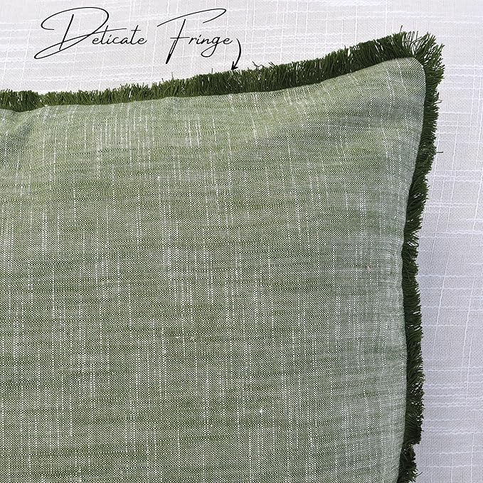 22×22 Textured Cotton Pillow Covers Decorative Fringe Boho Farmhouse Cushion - Image 2