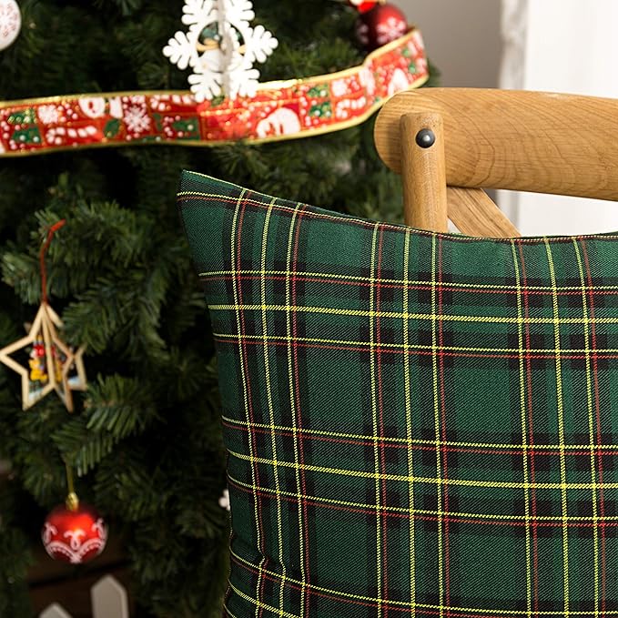 AQOTHES Pack of 2 Christmas Plaid Decorative Throw Pillow Covers Scottish - Image 6