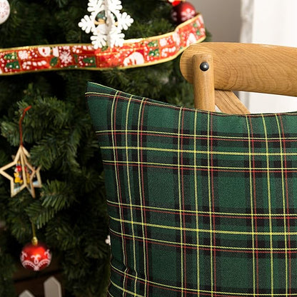 AQOTHES Pack of 2 Christmas Plaid Decorative Throw Pillow Covers Scottish - Image 6
