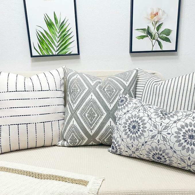 Slow Cow Embroidery Throw Pillow Cover Decorative Cushion Cover 18x18 Inch Gray - Image 5