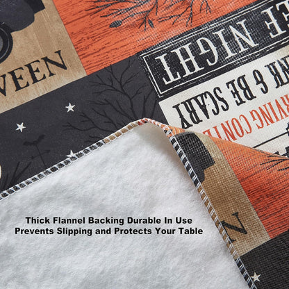 Newbridge Halloween Rustic Spooky Farm 60 x 120 Inch Rectangle Vinyl Tablecloth with Flannel Backing, Vintage Halloween Truck and Pumpkin Design, Easy Care Wipe Clean Table Cover