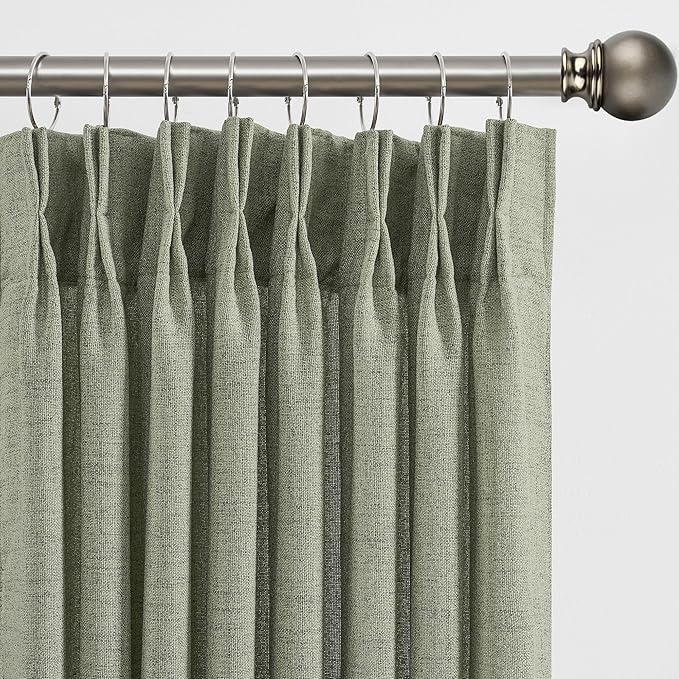 RAIN CITY Sage Green Sheer Curtains Pinch Pleated, Back Tab by RAIN+CITY