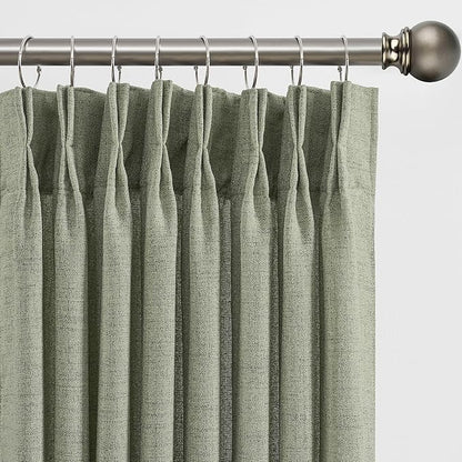 RAIN CITY Sage Green Sheer Curtains Pinch Pleated, Back Tab by RAIN+CITY