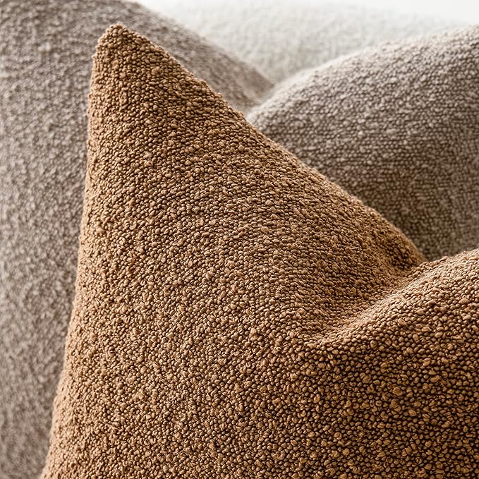 Foindtower Pack of 2 Textured Boucle Throw Pillow Covers Accent Solid Lumbar - Image 4