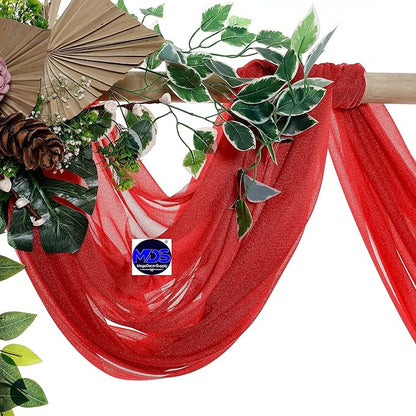 MDS Halloween Chiffon Draping Fabric - 2 Panel, 30" Wide x 50ft Long - Sheer Spooky Arbor & Canopy Drapery for Haunted House Backdrops, Party Ceilings, DIY Costumes & Themed Events - Red (Pack of 2)