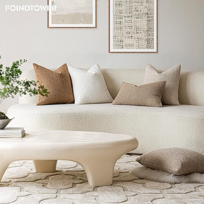 Foindtower Accent Solid Pillow Cases Textured Boucle Throw Pillow Covers Cozy - Image 7