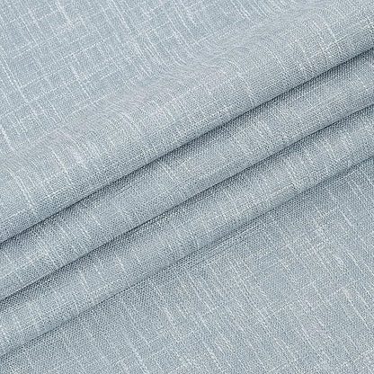 Blue Solid Full Blackout Curtain Heavy Linen Texture Window Treatment - Image 4