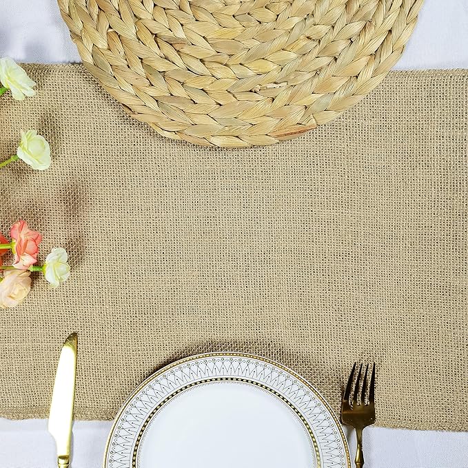 10 Pack 12 x 90 Inch Natural Burlap Table Runners, Rustic Jute Table Runner and - Image 7