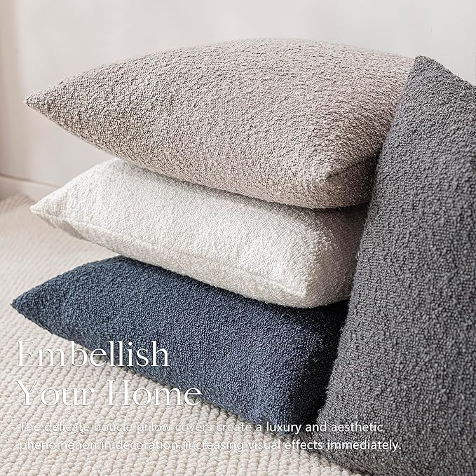 Foindtower Decorative Textured Boucle Throw Pillow Covers Accent Solid Pillow - Image 6