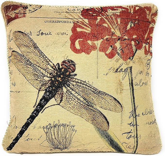 Tache 1 Piece 18 x 18 inch Square Exotic European Vintage Fly High Dragonfly by TacheHomeFashion